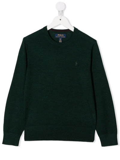 Ralph Lauren Kids' Embroidered-logo Jumper In Green