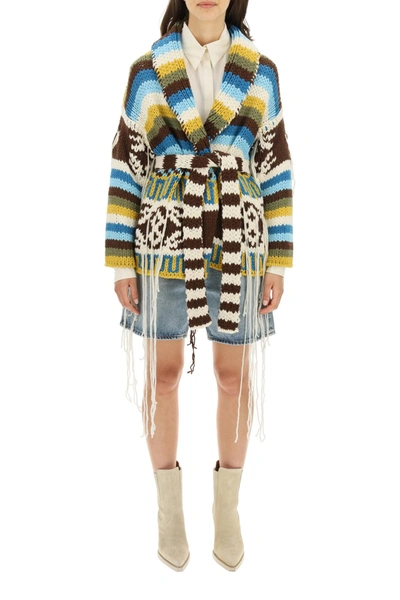 Alanui Fringed Knitted Cardigan In Multi-colored