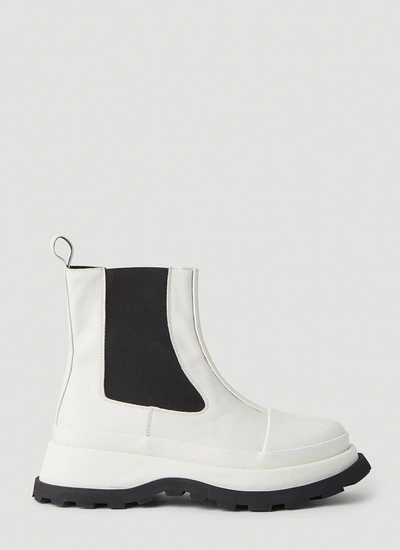 Jil Sander Platform Chelsea Boots In White