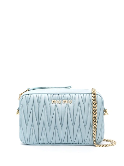 Miu Miu Matelasse Bandoleer Bag In Blue