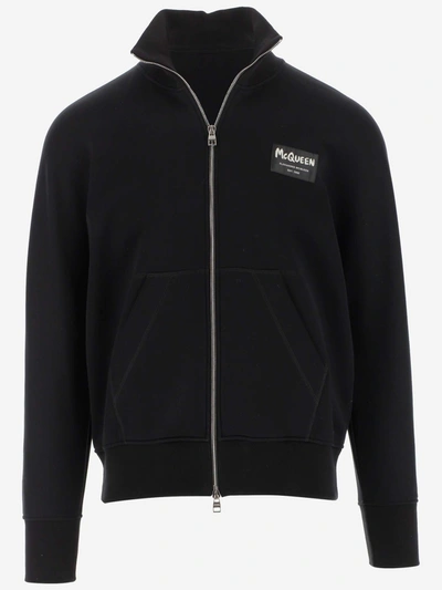 Alexander Mcqueen Mcqueen Graffiti Logo-patch Bomber Jacket In Nero