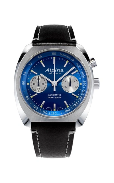 Alpina Startimer Pilot Heritage Chronograph Automatic Blue Dial Mens Watch Al-727lnn4h6 In Black / Blue / Silver