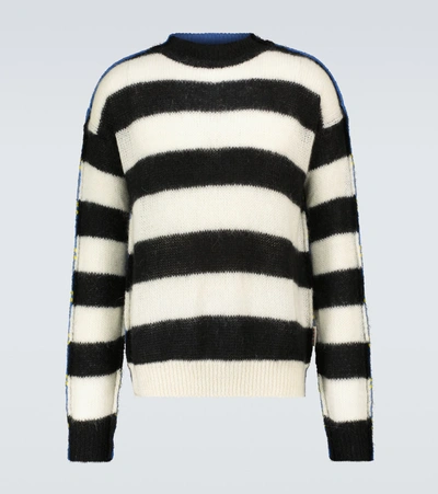Marni Striped Wool And Mohair Sweater In White