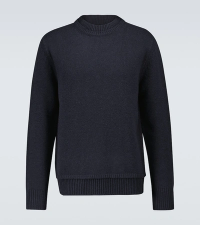 Maison Margiela Elbow-patch Cotton-blend Knit Sweater In Blue