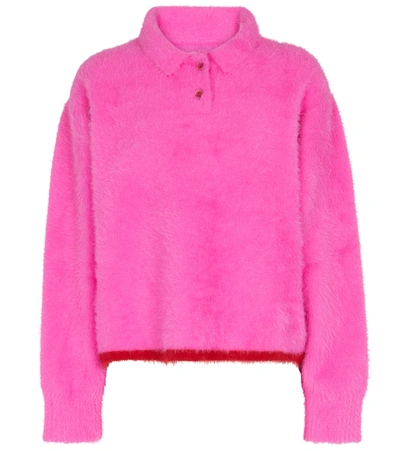 Jacquemus Le Polo Neve Textured Jumper In Pink