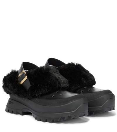 Stella Mccartney Trace Faux-fur Trimmed Mules In Black