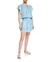 Melissa Odabash Keri Tiered Leaf-print Crepe Mini Dress In White