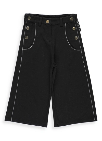 Givenchy Kids Button Detail Wide Leg Pants In Black