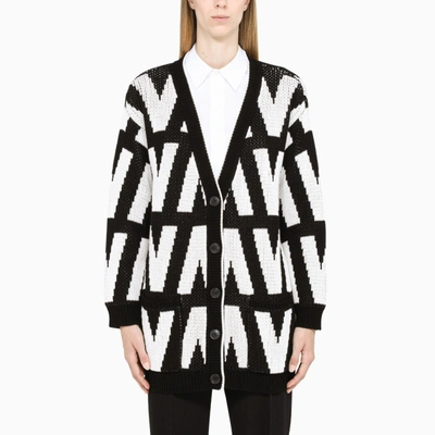 Valentino Black/white V-motif Oversized Cardigan