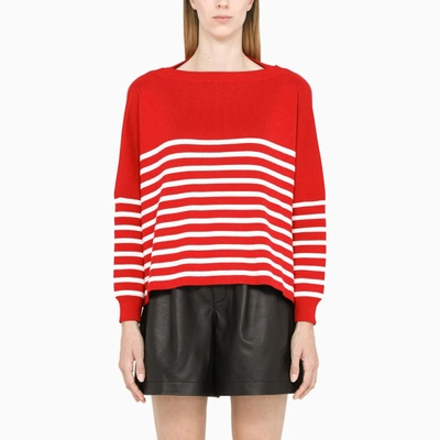 Valentino Red And Ivory Striped Jumper