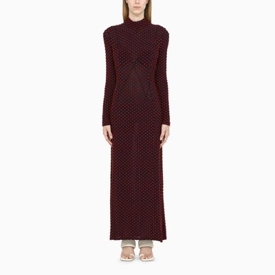 Rabanne Navy And Red Polka Dot Long Dress In Blau