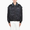 Valentino Nylon And Denim Bomber Jacket In Blue