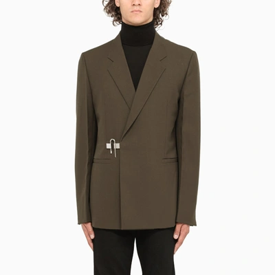 Givenchy Padlock Slim-fit Notch Lapel Jacket In Green