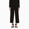 Vince Twill Cropped Wide-leg Trousers In Black
