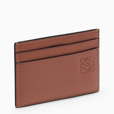 Loewe Brown Credit Card Holder With Lettering Print In Beige