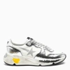 GOLDEN GOOSE WHITE AND SILVER RUNNING LOW SNEAKERS,GWF00126F000327-J-GOLDE-80185