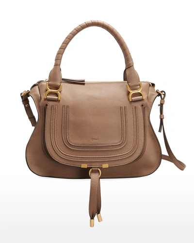 CHLOÉ MARCIE MEDIUM DOUBLE CARRY SATCHEL BAG IN GRAINED LEATHER,PROD242960181