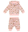 MOSCHINO BABY STRETCH-COTTON HOODIE AND SWEATPANTS SET,P00591003