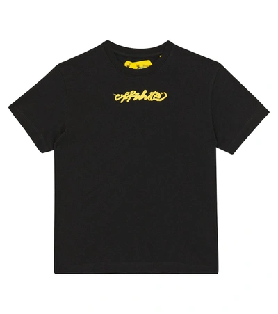 Off-white Black And Yellow Script Logo Kids T-shirt