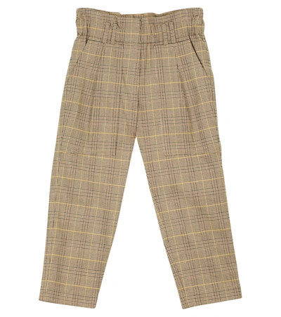 Brunello Cucinelli Babies' Checked Stretch-cotton Pants In Brown