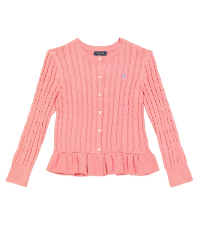 Polo Ralph Lauren Kids' Cardigan In Cotton With Logo In Pink
