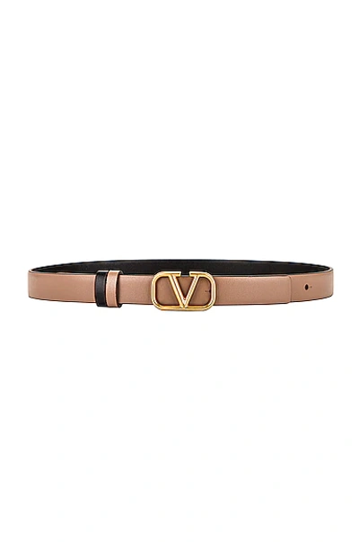 Valentino Garavani Vlogo Belt In Smokey Brown & Nero