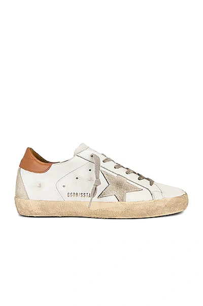 Golden Goose Super Star Leather Sneakers In Camel Color, White