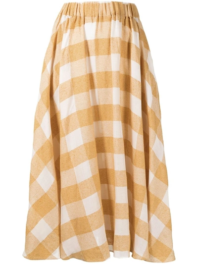 Acler Women's Sutherland Checked Woven Full Midi Skirt In Gelb