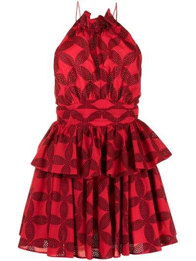 Acler Klara Tiered Broderie Dress In Rot