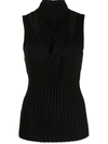 ACLER COLLINS TWIST-FRONT RIBBED TOP