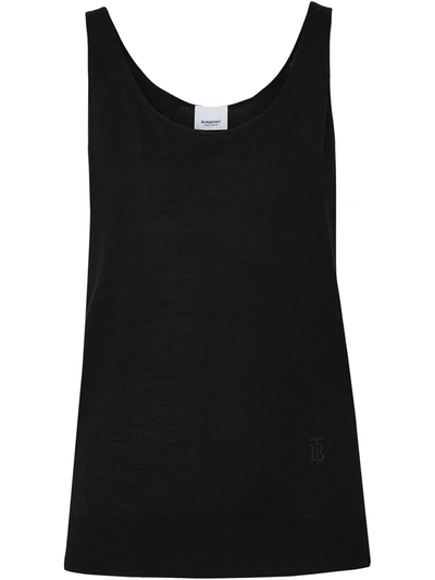 Burberry Logo-embroidered Tank Top In Black