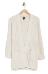 Bobeau Open Front Patch Pocket Popcorn Cardigan In Cream