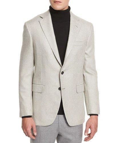 Oxxford Houndstooth Two-button Sport Coat, Gray/white