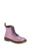 Dr. Martens' Kids Pink 1460 Crinkle Big Kids Boots In Dark Pink
