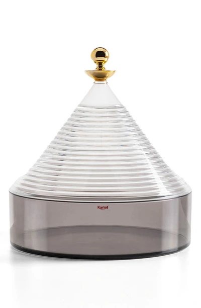 Kartell Trullo Table Container In Crystal / Fume