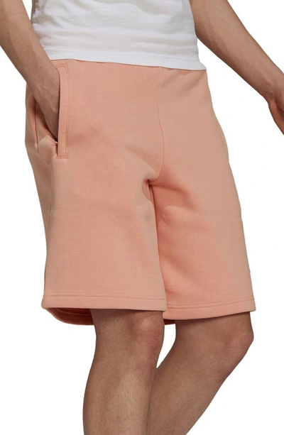 Adidas Originals Trefoil Fleece Shorts In Ambient Blush