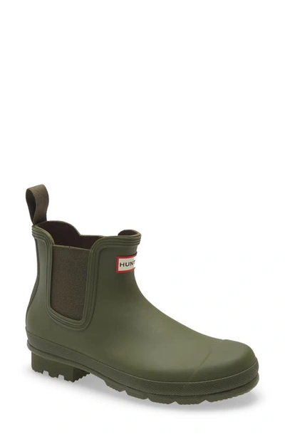 Hunter Original Waterproof Chelsea Rain Boot In Ismarken Olive