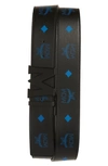 Mcm Reversible Leather Belt In Vallarta Blue