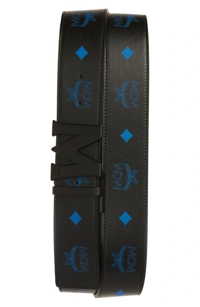 Mcm Reversible Leather Belt In Vallarta Blue
