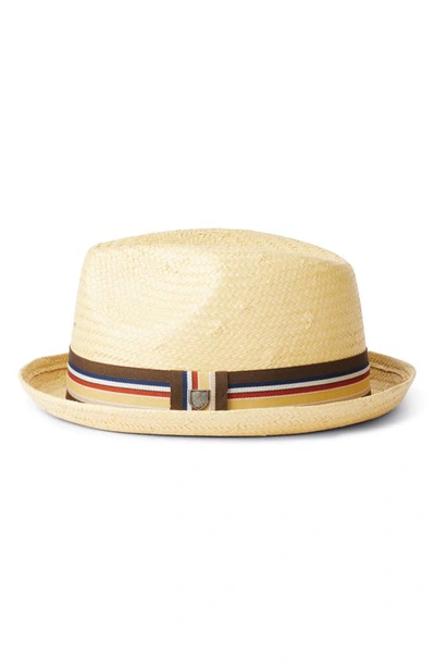 Brixton Castor Straw Fedora In Fawn