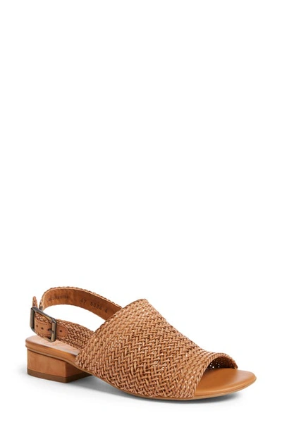 Paul Green Helena Woven Leather Block Heel Sandal In Brown