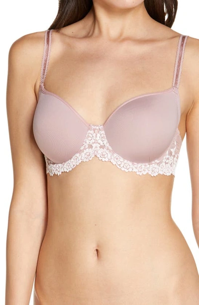 Wacoal Embrace Lace Underwire Molded Cup Bra In Woodrose,mauve Chalk