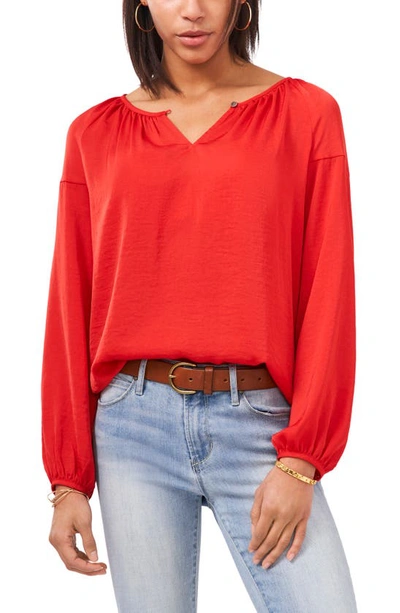 Vince Camuto Hammered Satin Blouse In Red Hot