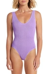 Bound By Bond-eye The Mara Ribbed One-piece Swimsuit In Purple