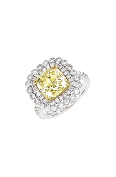 Bony Levy Yellow Diamond Halo Ring In 18k White/yellow Gold