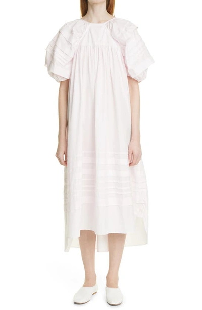 Cecilie Bahnsen Penelope Puff Sleeve Midi Dress In Pink
