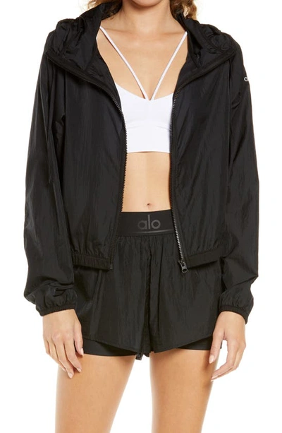 Alo Yoga Catch The Light Hooded Jacket In 黑色