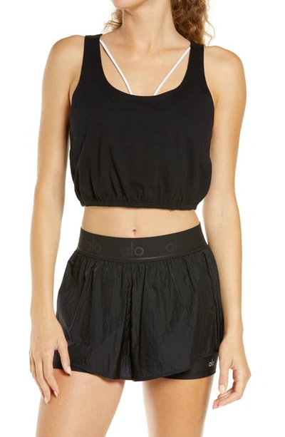 Alo Yoga Cool Breeze Crop Tank In Black
