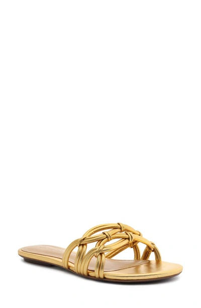 Schutz Soffy Braided Slide Sandals In Gold