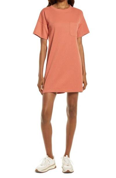 madewell ribbed shoulder tee dress Madewell Rib T-shirt Dress In Sweet Dahlia